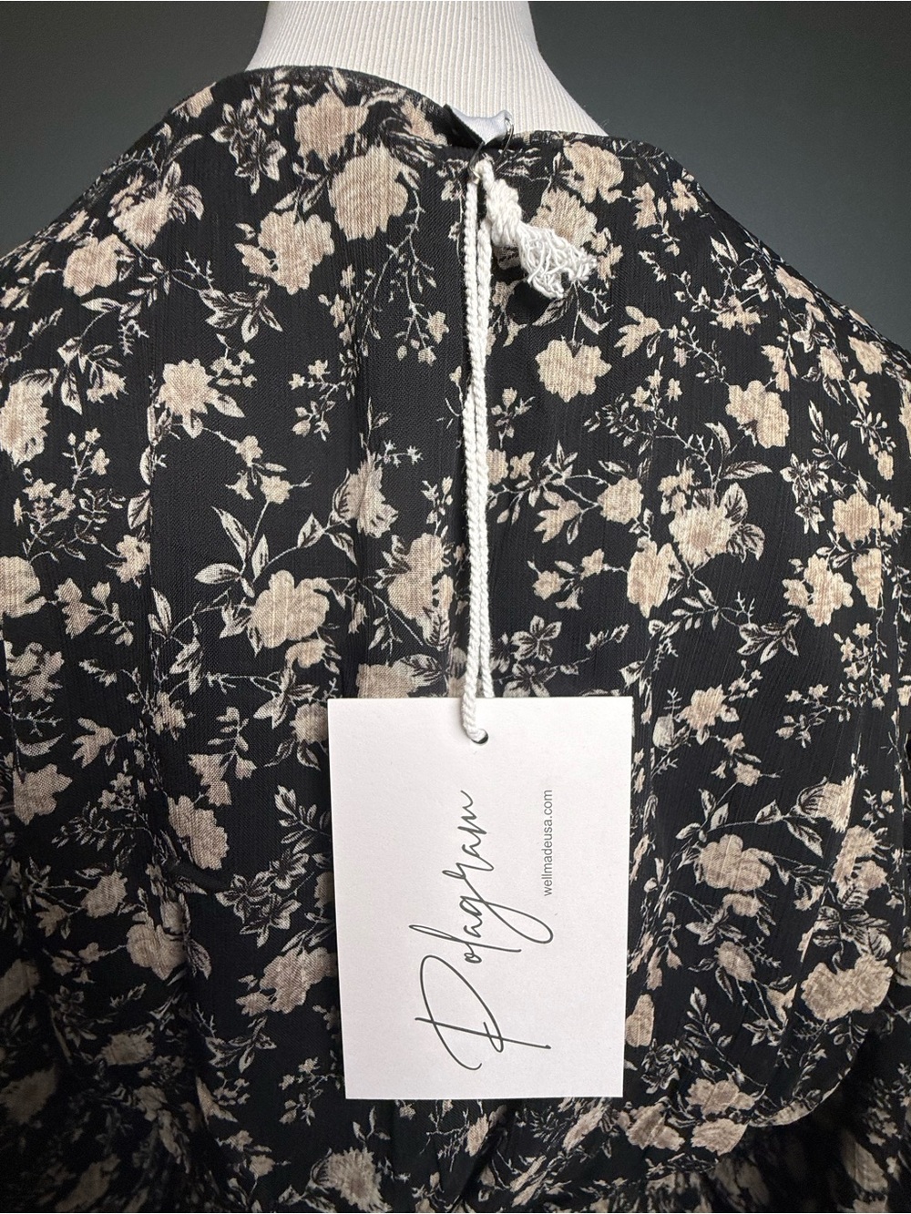Floral Tiered Long Sleeve Maxi Dress in Black and Cream - Picture 8 of 10